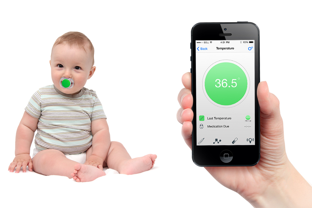 Smart pacifier monitors baby’s health and location