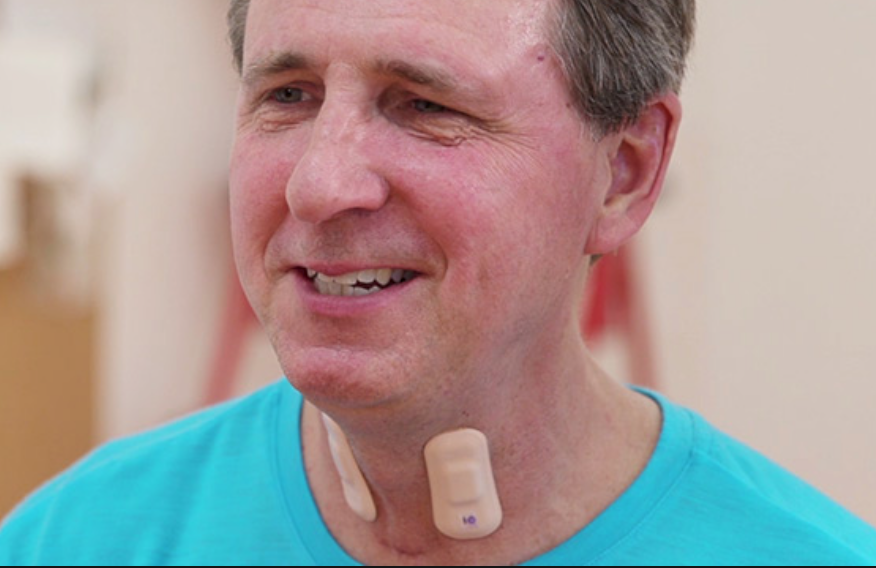 Throat-worn sensor-sticker transforms stroke rehab